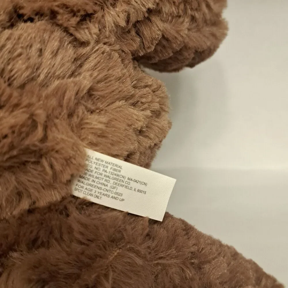 Walgreens Brown Plush Soft Hug Bear 10 Inch Plaid Bow